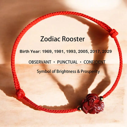 Chinese Zodiac Bracelet – Cinnabar & Red String