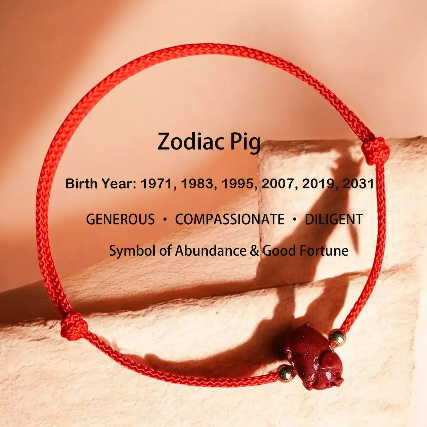 Chinese Zodiac Bracelet – Cinnabar & Red String