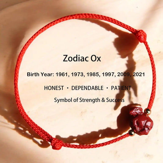 Chinese Zodiac Bracelet – Cinnabar & Red String