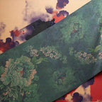 Floral patterned fabric with a colorful abstract background