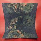 Floral patterned fabric on a red background